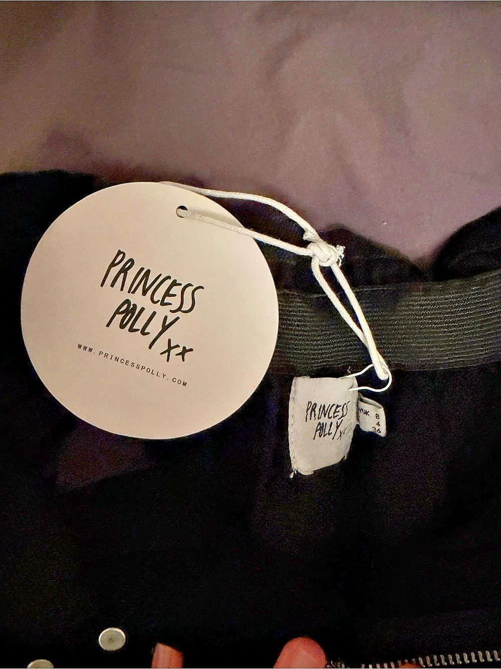 Princess Polly Open Road Denim Paper Bag Shorts High Waist Black NWT - Picture 4 of 4